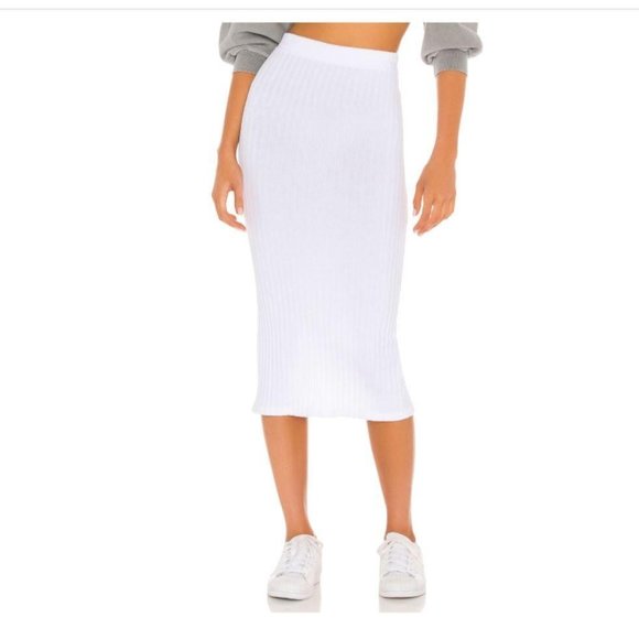NWOT LA MADE Ribbed Hewitt Knit Sft White Skirt XS - Picture 2 of 6